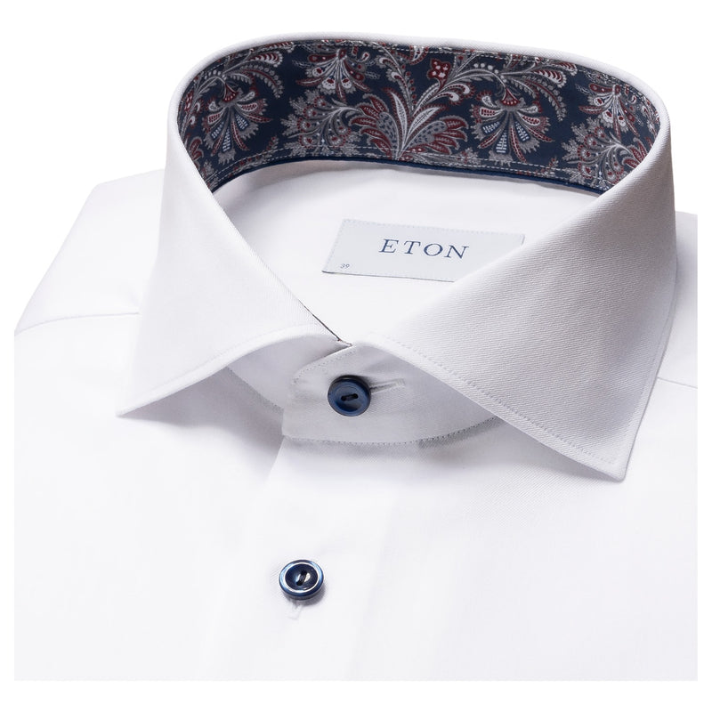 Eton White Paisley Effect Signature Twill Shirt In Slim Fit 100010802 00