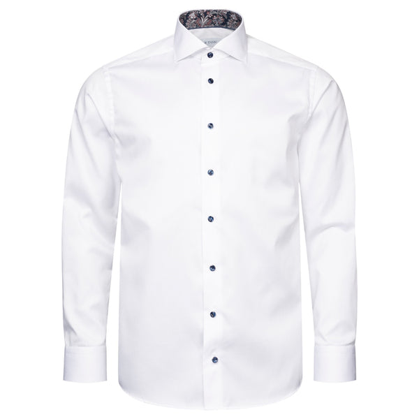 Eton White Paisley Effect Signature Twill Shirt In Contemporary Fit 100010807 00