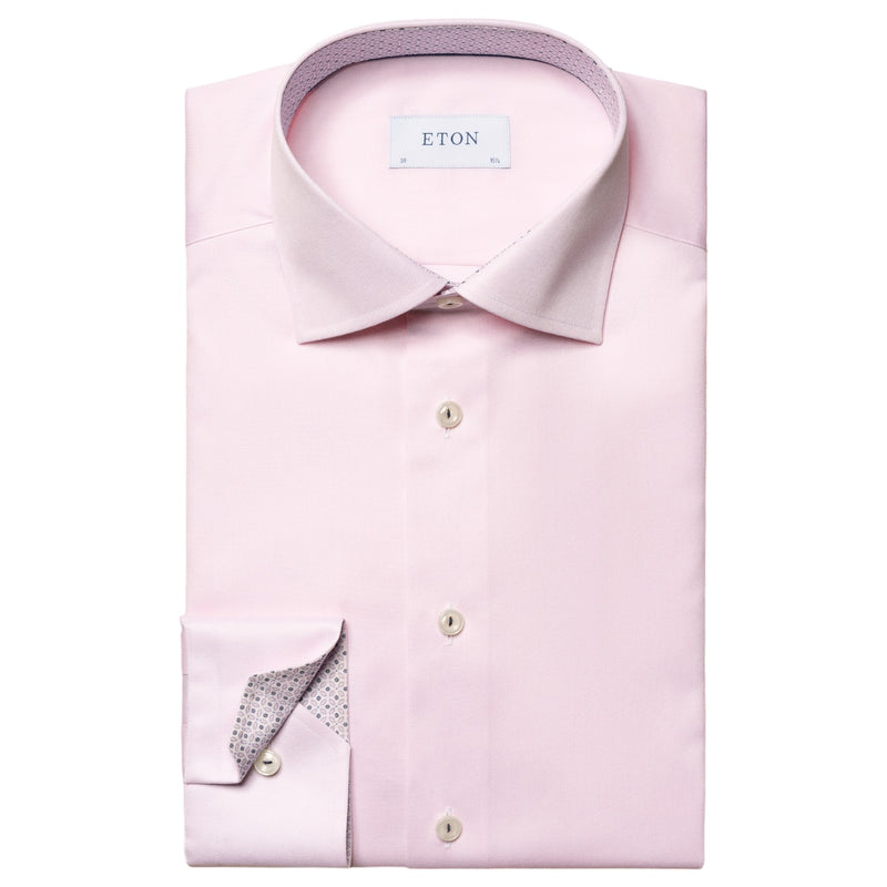 Eton Pink Geometric Effect Signature Twill Shirt  100010265 80