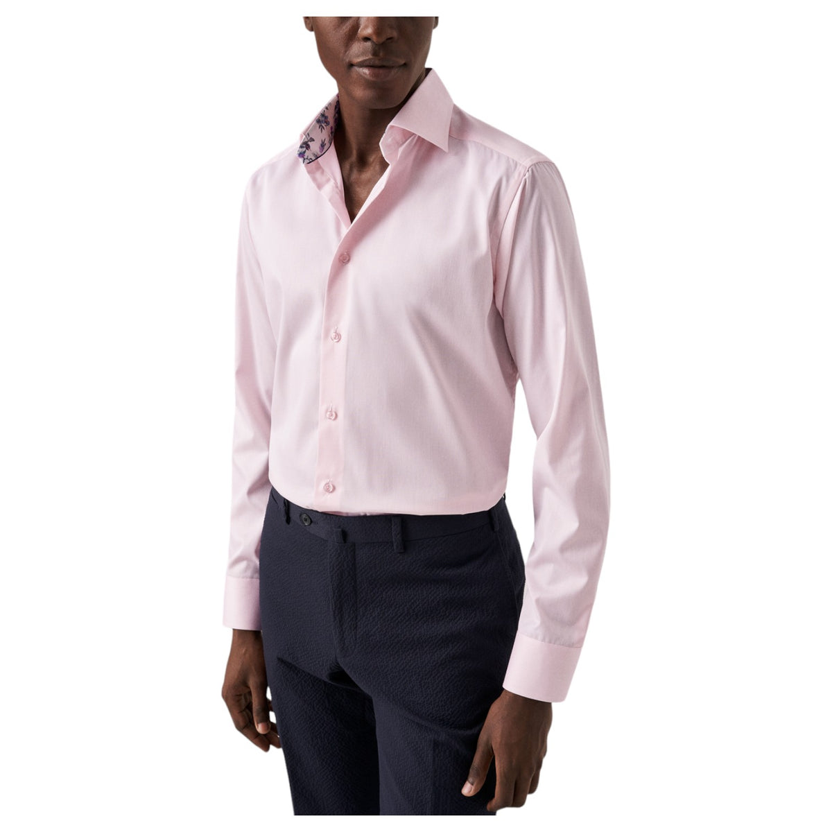 Eton Pink Floral Print Effect Solid Signature Twill Shirt  100011092 80 / 100011683 80
