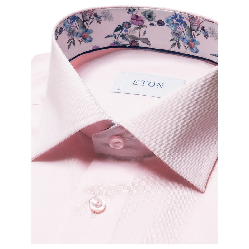 Eton Pink Floral Print Effect Solid Signature Twill Shirt  100011092 80 / 100011683 80