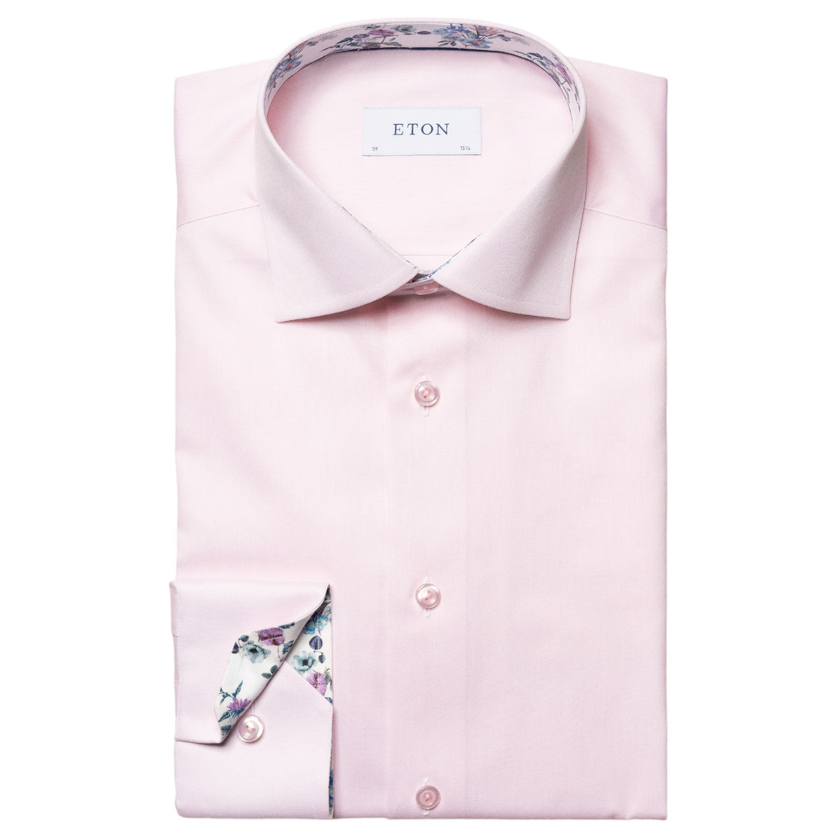 Eton Pink Floral Print Effect Solid Signature Twill Shirt  100011092 80 / 100011683 80