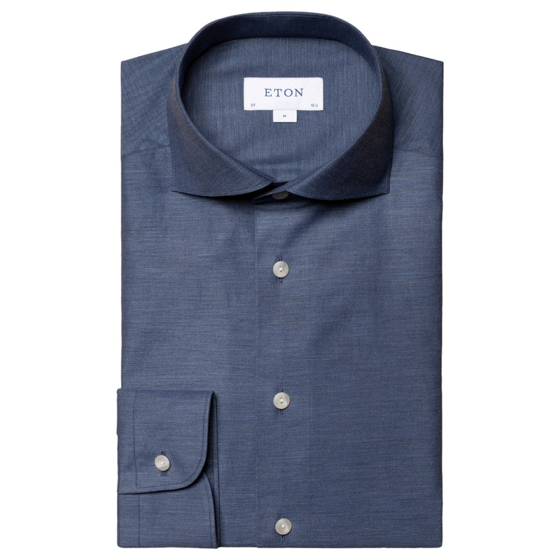 Eton Fine Twill Mélange In Navy Blue Shirt Slim/Contemporary  100003328 26