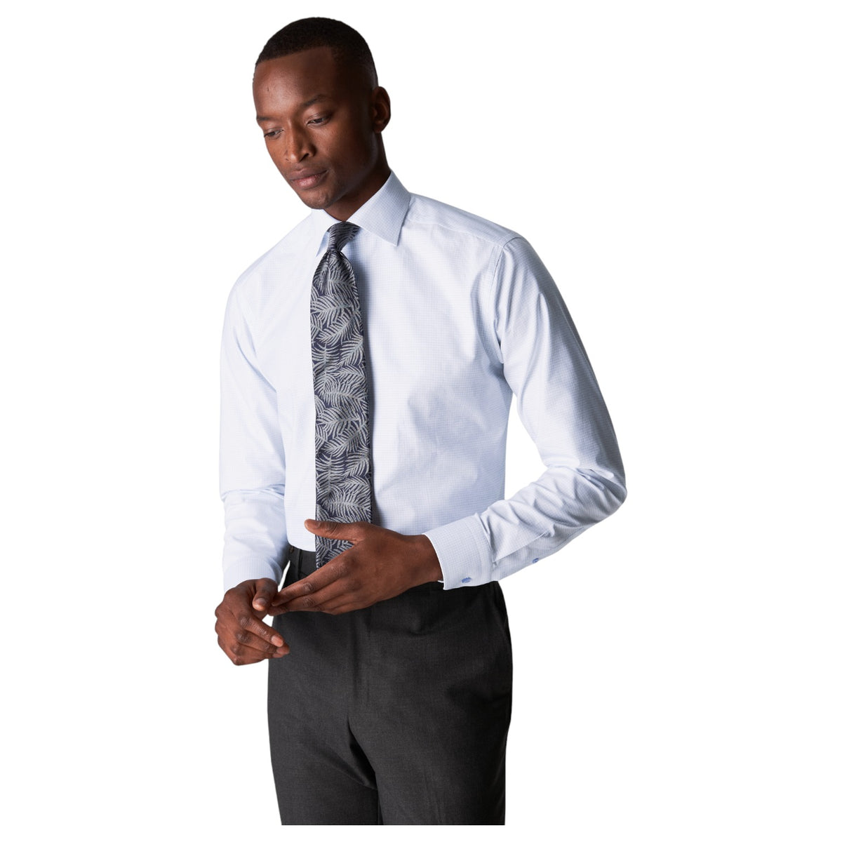 Eton Blue Small Plaid Slim Fit Dress Shirt  100003371 21