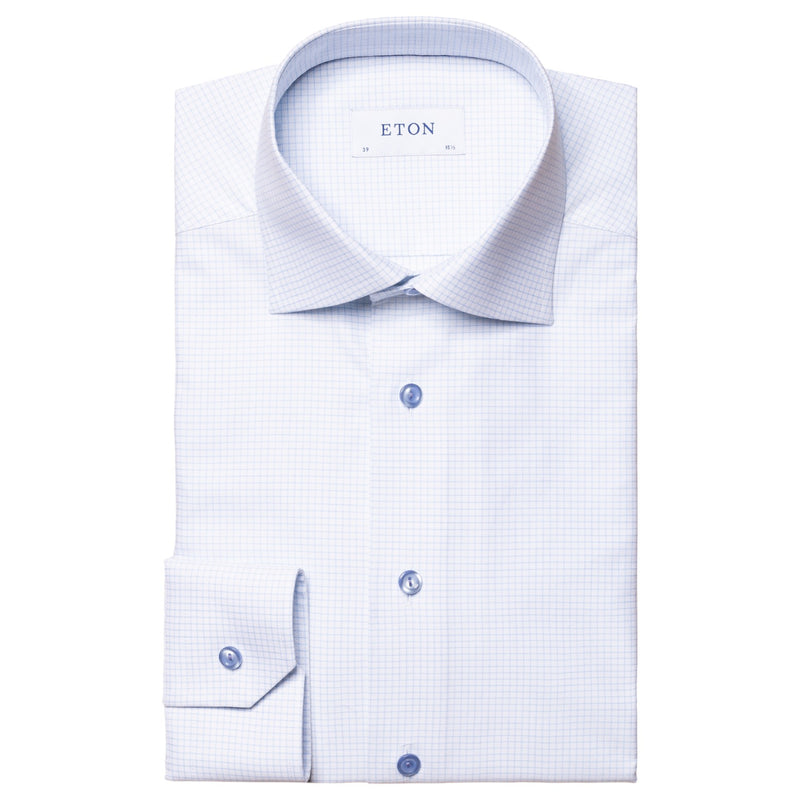 Eton Blue Small Plaid Slim Fit Dress Shirt  100003371 21