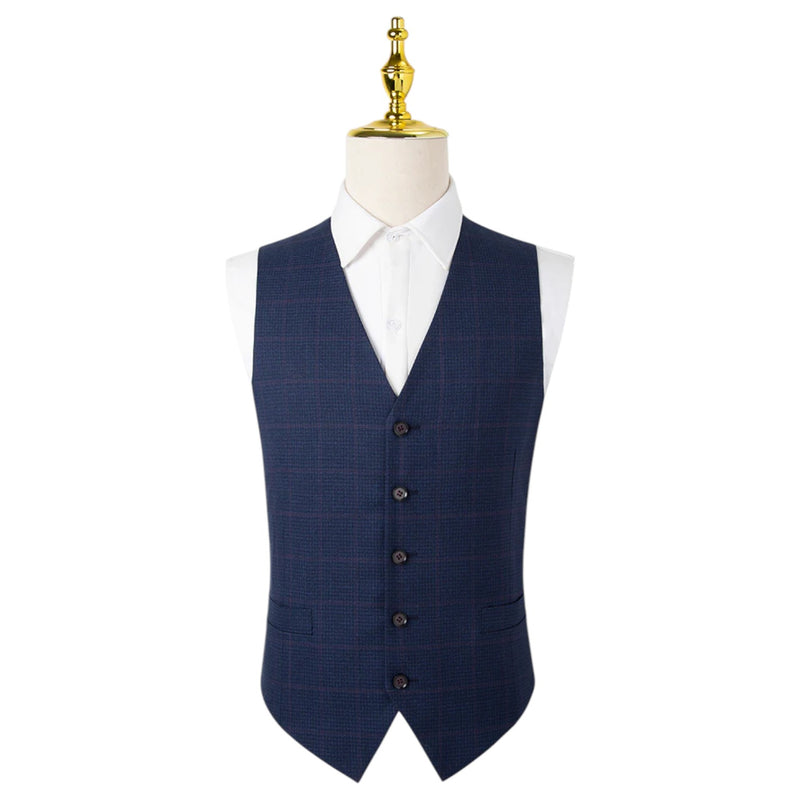 Giovanni Bresciani Navy Check 3PC Suit  GB-3P-501