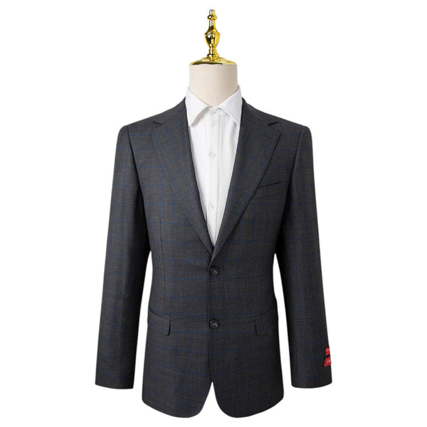 Giovanni Bresciani Grey&Blue Windowpane Slim Fit Suit GB-LX-505