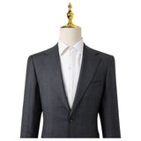 Giovanni Bresciani Grey&Blue Windowpane Slim Fit Suit GB-LX-505