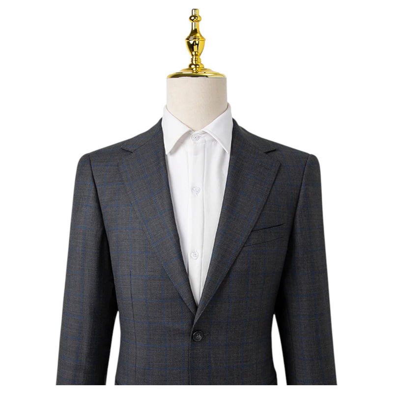 Giovanni Bresciani Grey&Blue Windowpane Slim Fit Suit GB-LX-505
