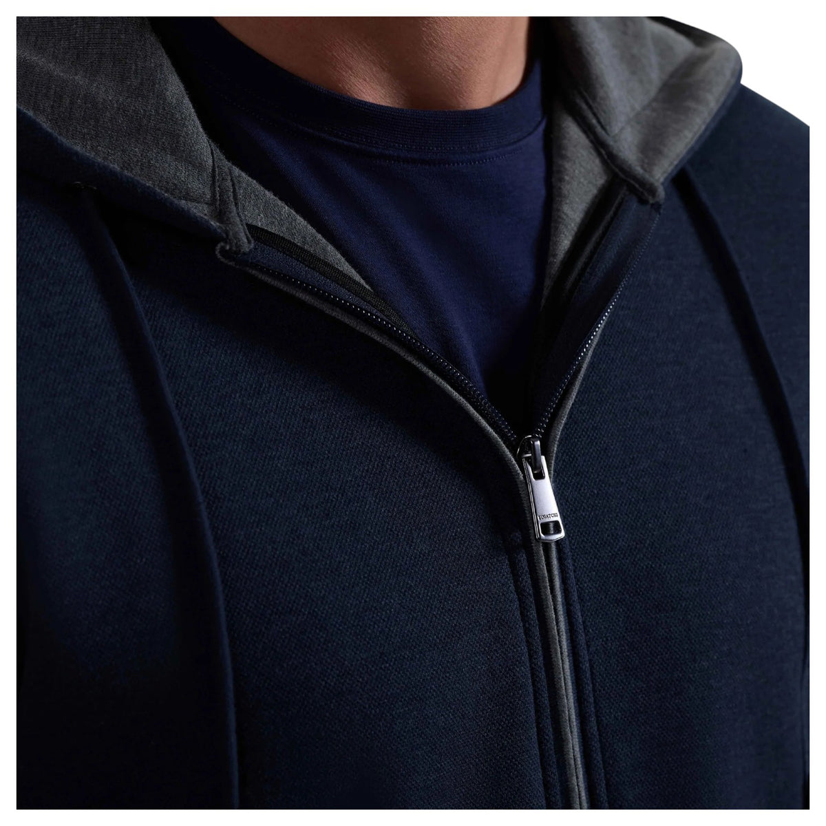 Bugatchi Heathered Pique Full Zip Hoodie HF2403K83