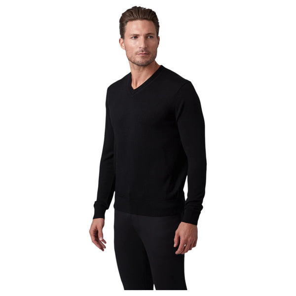 Raffi Classic V-Neck Sweater in 100% Merino Wool  HWC19391 Black
