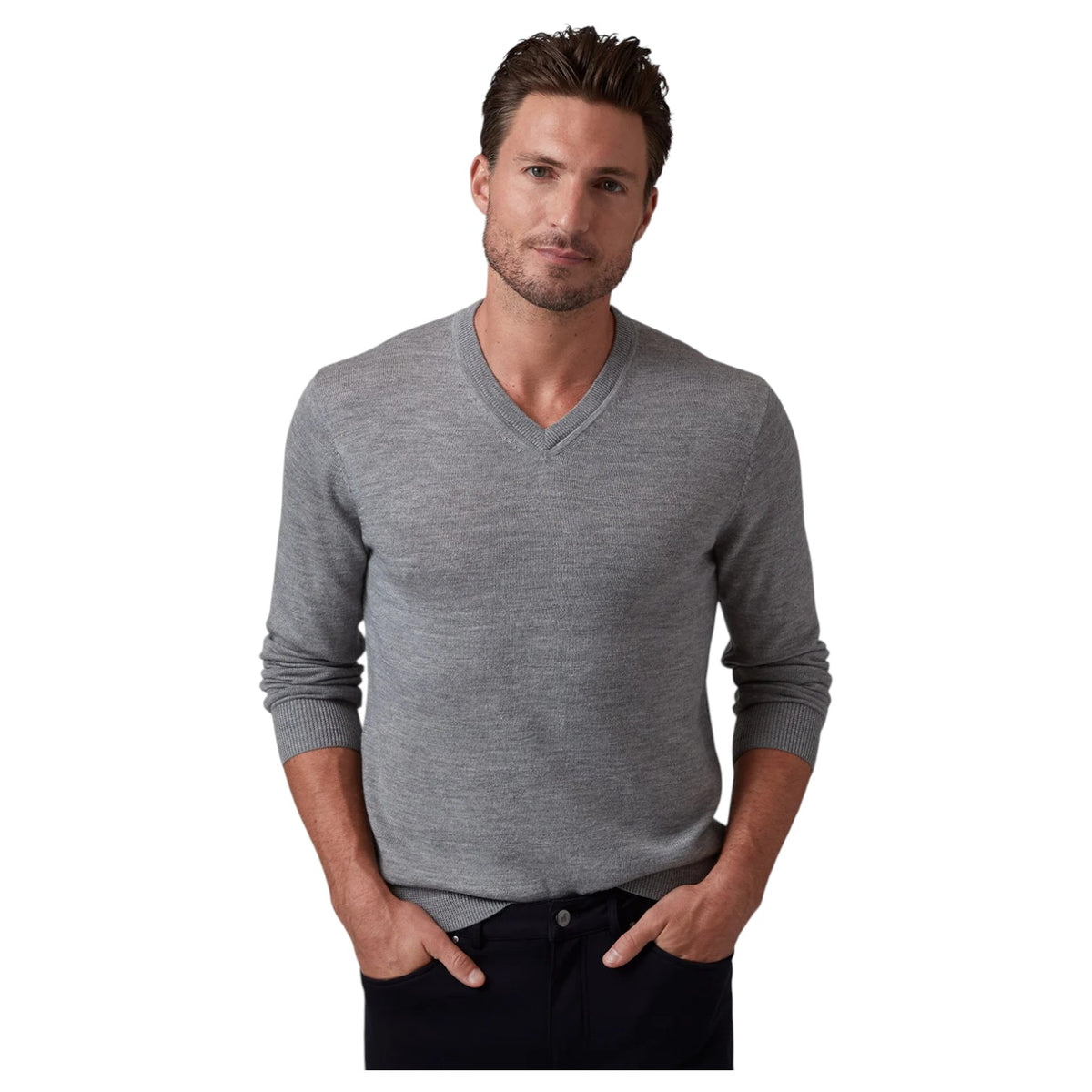 Raffi Classic V-Neck Sweater in 100% Merino Wool  HWC19391 Mix