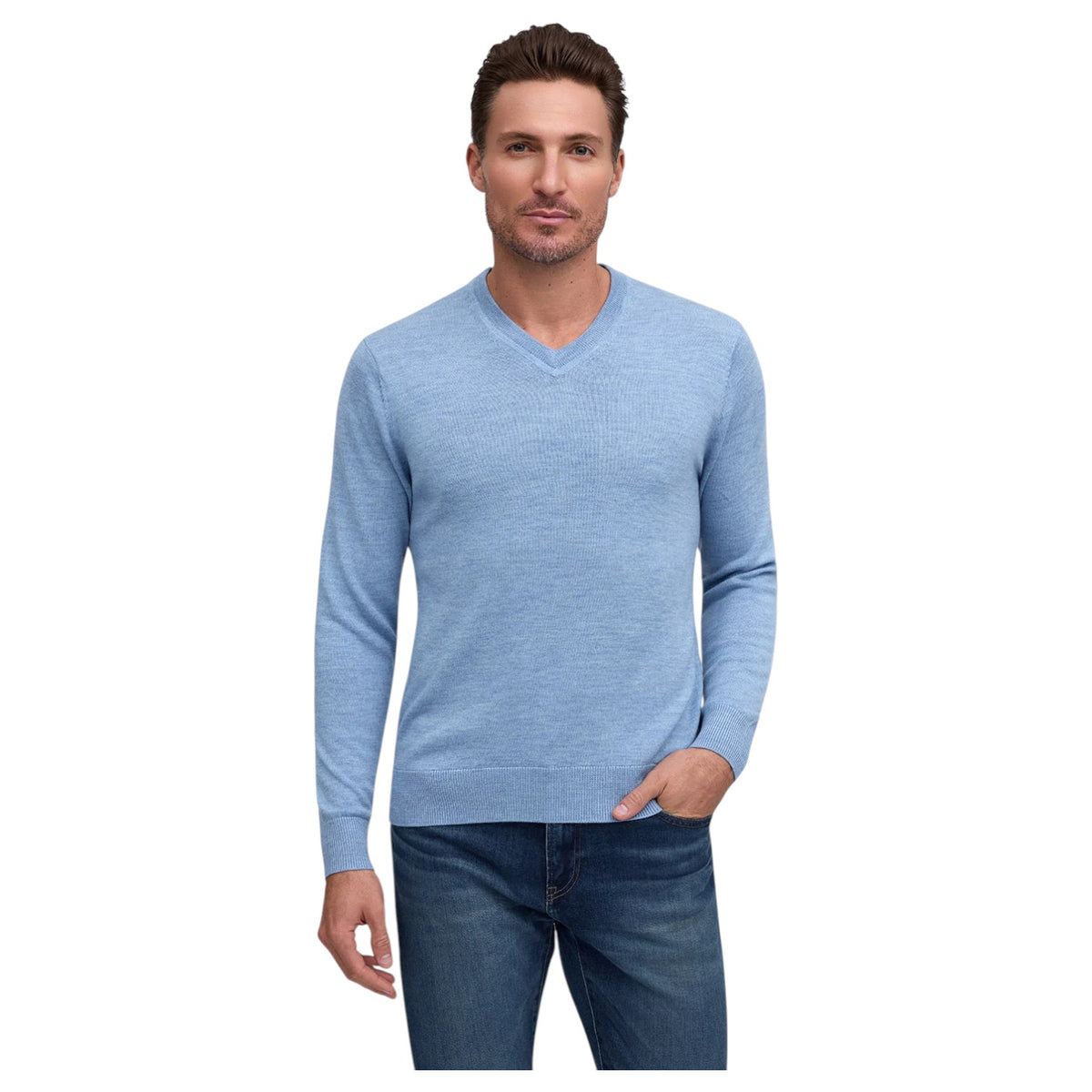 Raffi Classic V-Neck Sweater in 100% Merino Wool  HWC19391 Mix