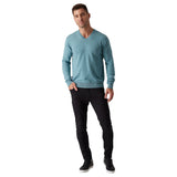 Raffi Classic V-Neck Sweater in 100% Merino Wool   HWC19391 Seaglass