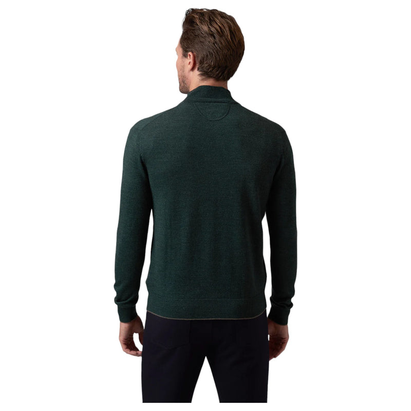 Raffi Mock Neck Quarter Zip Sweater in 100% Merino Wool   HWC19398-Z Forest