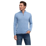 Raffi Mock Neck Quarter Zip Sweater in 100% Merino Wool HWC19398-Z Water