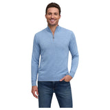 Raffi Mock Neck Quarter Zip Sweater in 100% Merino Wool HWC19398-Z Water
