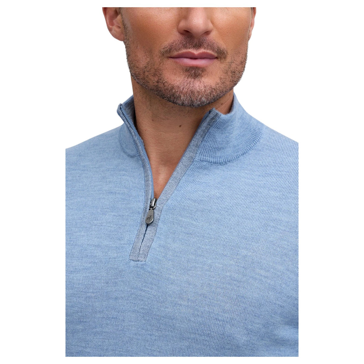 Raffi Mock Neck Quarter Zip Sweater in 100% Merino Wool HWC19398-Z Water