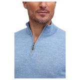 Raffi Mock Neck Quarter Zip Sweater in 100% Merino Wool HWC19398-Z Water