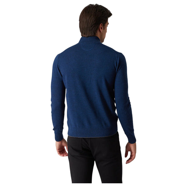 Raffi Mock Neck Quarter Zip Sweater in 100% Merino Wool   HWC19398-Z Twilight