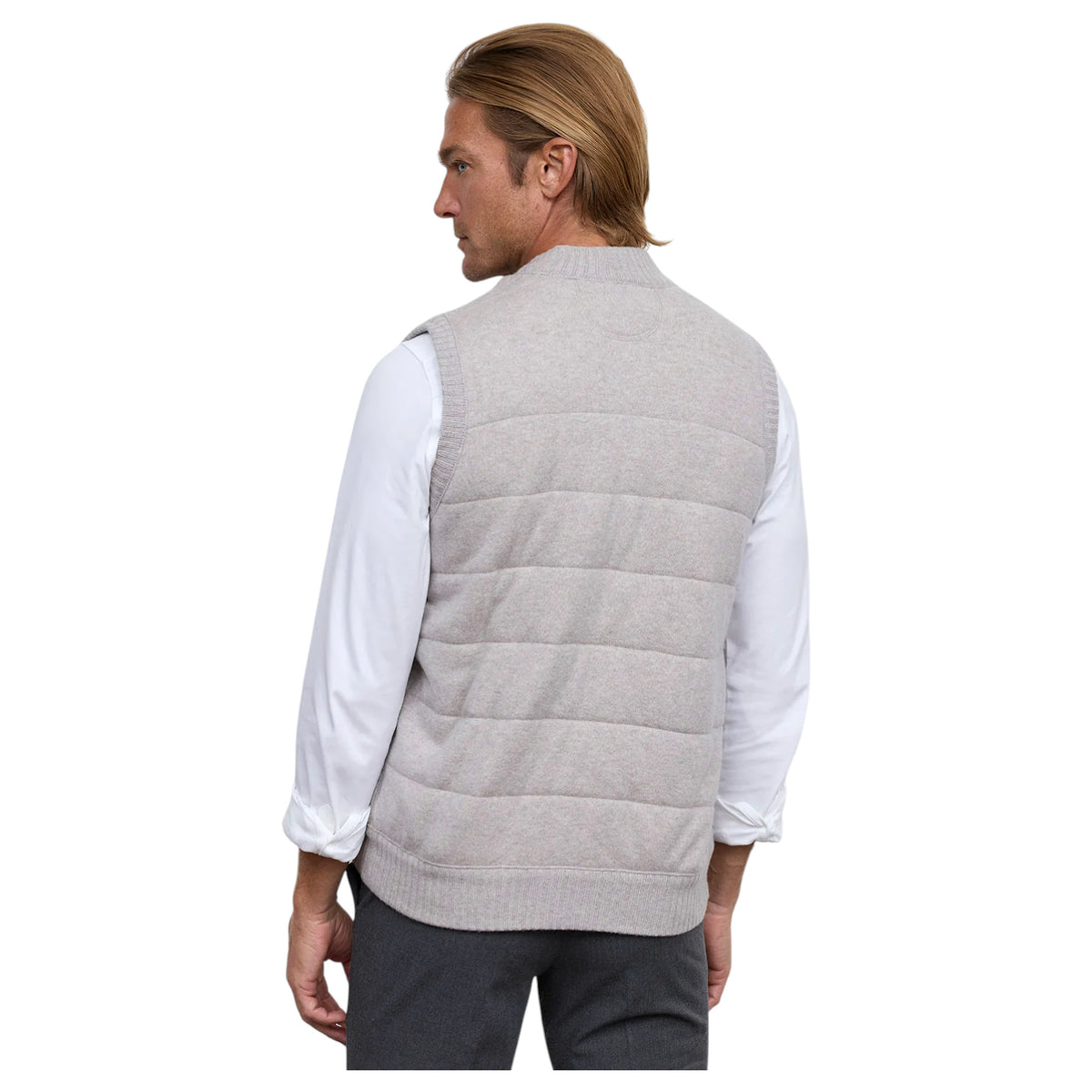 Raffi The Andre Quilted Wool & Cashmere Zip Vest Granite