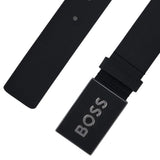 BOSS Italian-Leather Belt With Logo-Plaque Buckle