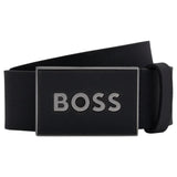 BOSS Italian-Leather Belt With Logo-Plaque Buckle