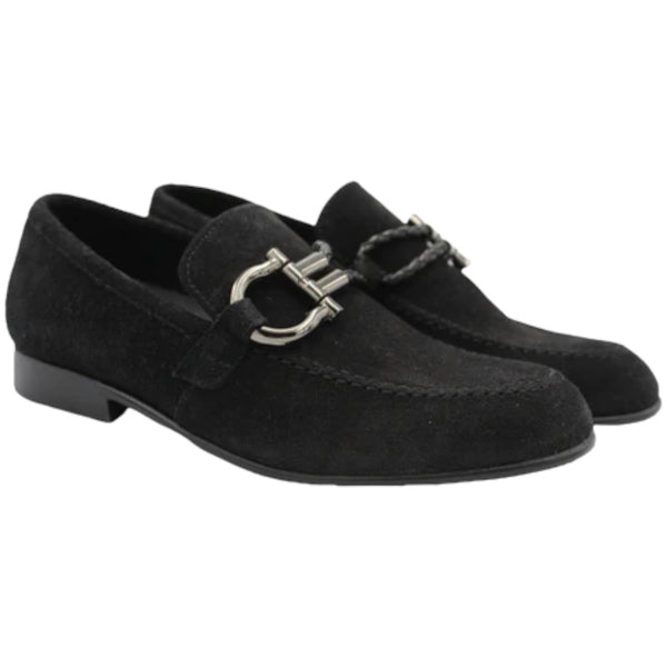Andanines Boys' Suede Buckle Slip On Dress Shoe  202794 Black