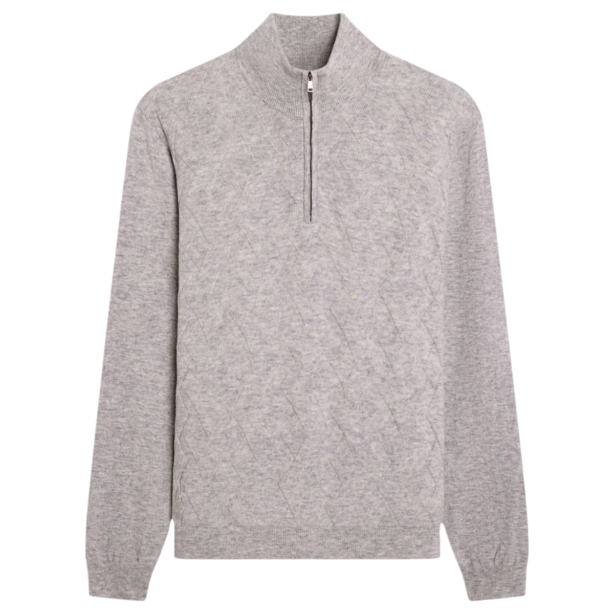 BUGATCHI Braided Chevron Wool-Cashmere Quarter-Zip Sweater  KH7052HZ1