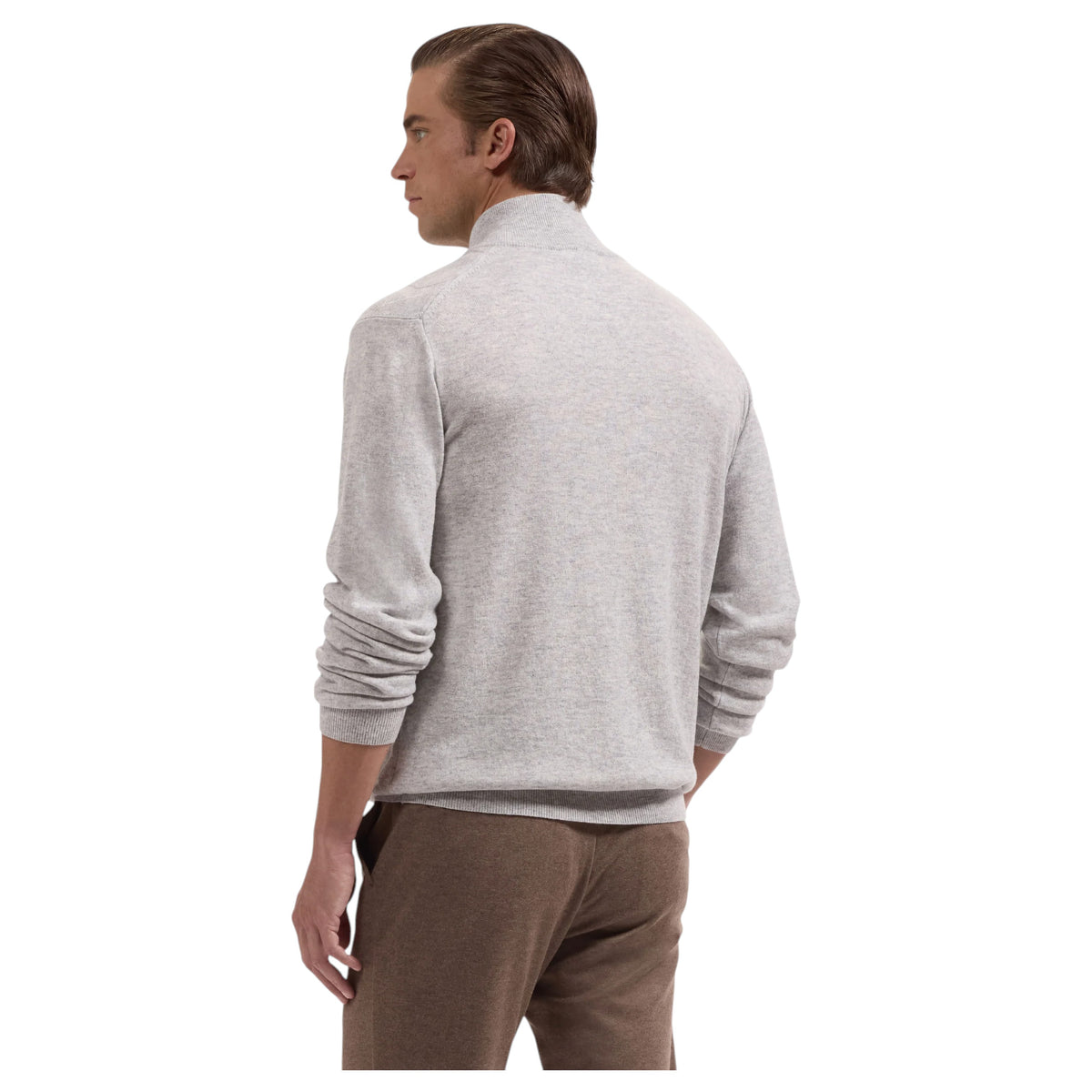BUGATCHI Braided Chevron Wool-Cashmere Quarter-Zip Sweater  KH7052HZ1