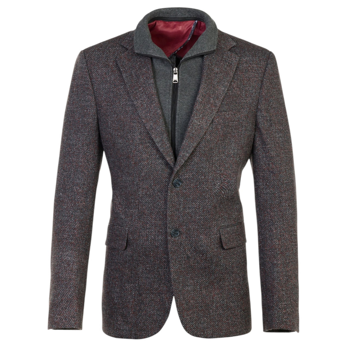 Luchiano Visconti METKVJ55 Double-Faced Melange Pique Sport Coat with Removable Vest