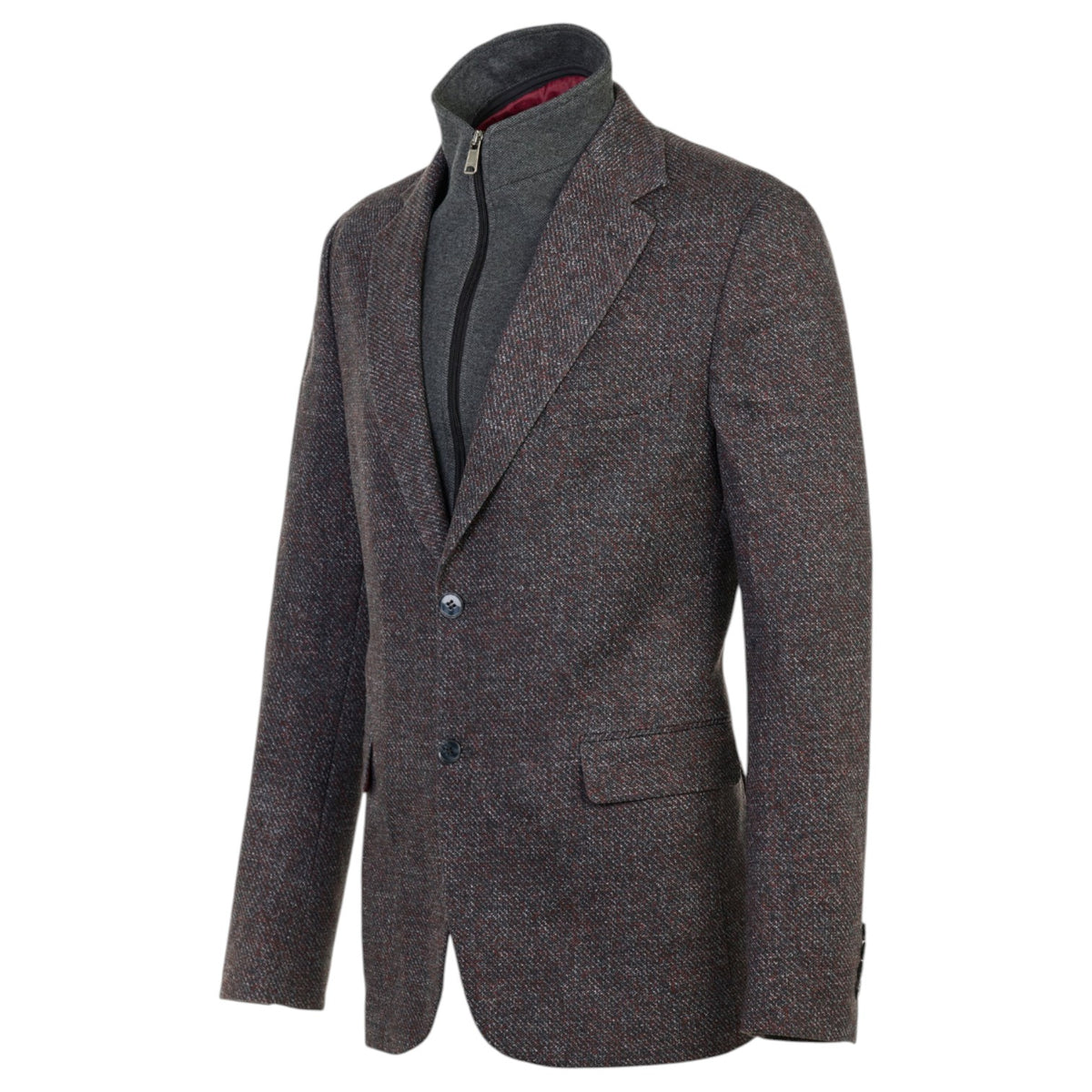 Luchiano Visconti METKVJ55 Double-Faced Melange Pique Sport Coat with Removable Vest