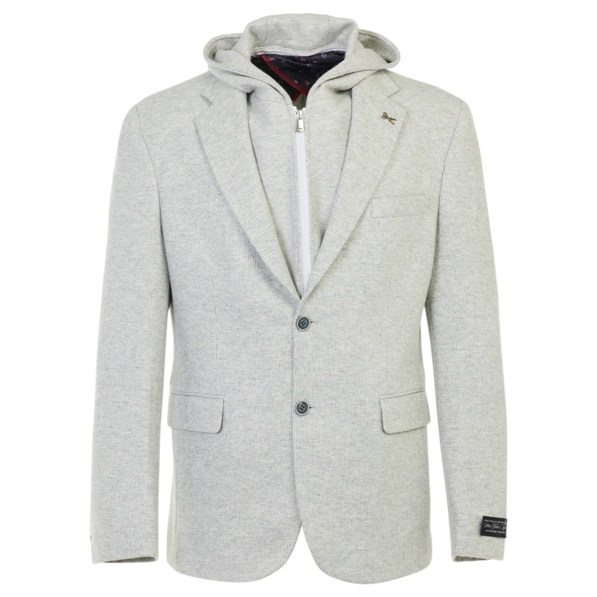 Luchiano Visconti METKHJ55 Merino Wool Sport Coat with Detachable Hood