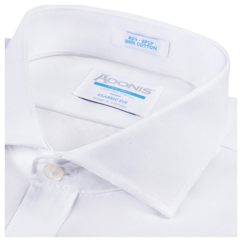 Adonis Luxury Twill Men's White Shirts  MCBTC301