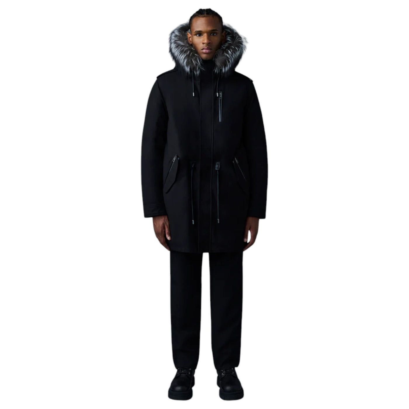 Mackage Moritz Rabbit Fur-Tined Twill Parka With Removable Silver