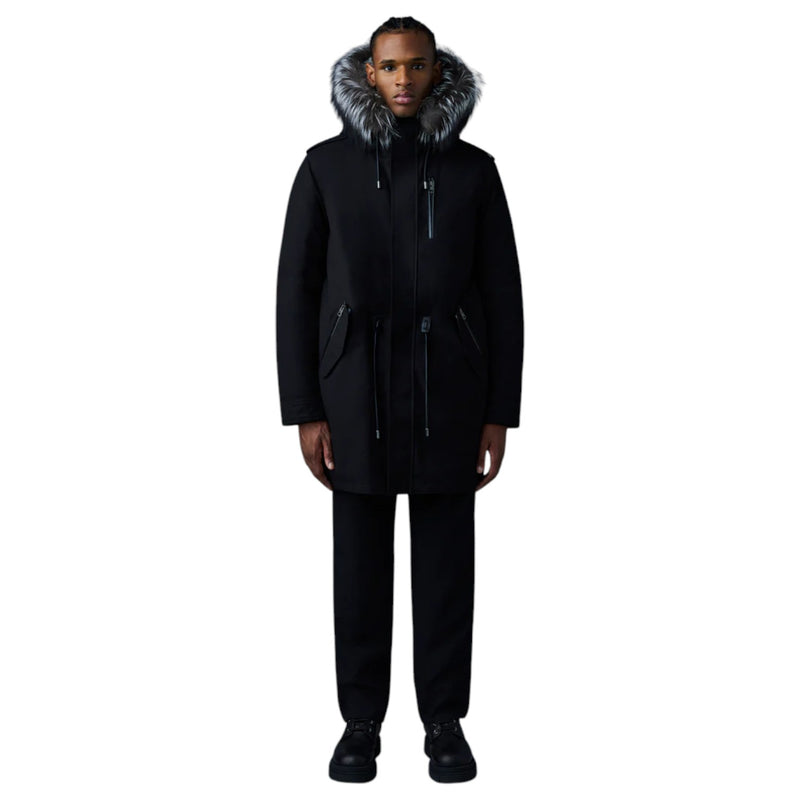 Mackage Moritz Rabbit Fur-Tined Twill Parka With Removable Silver Fox Fur Trim