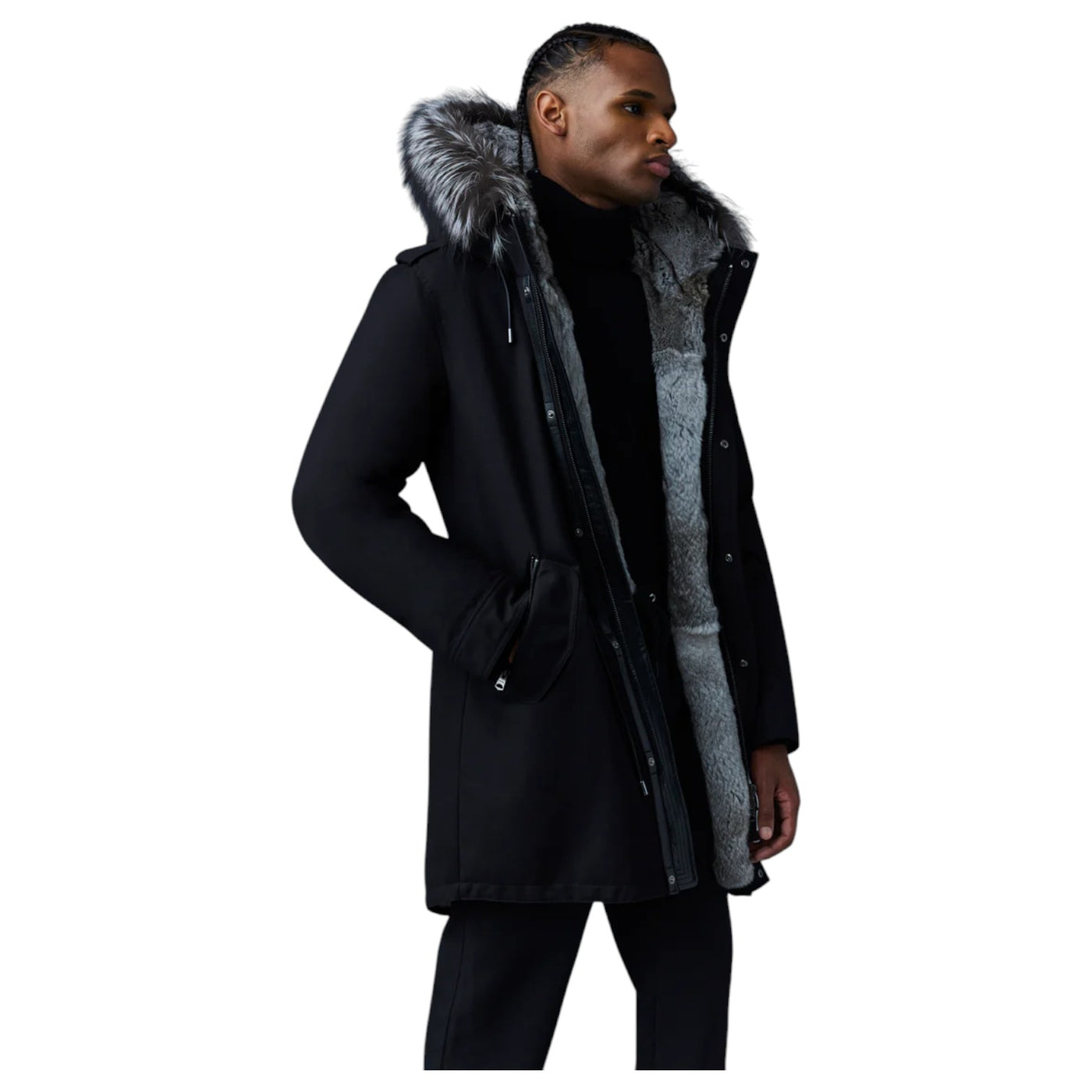 Mackage Moritz Rabbit Fur-Tined Twill Parka With Removable Silver