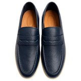 CloudCloth Boy's Premium Navy Pebbled Leather Penny Loafers