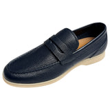 CloudCloth Boy's Premium Navy Pebbled Leather Penny Loafers