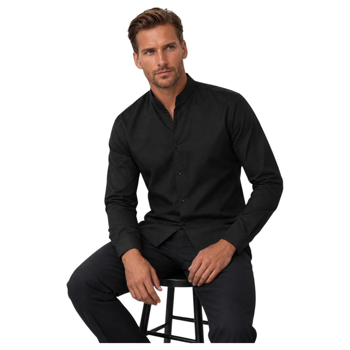 MASUTTO Tonali Men’s Long Sleeve Shirt with Tulip Collar