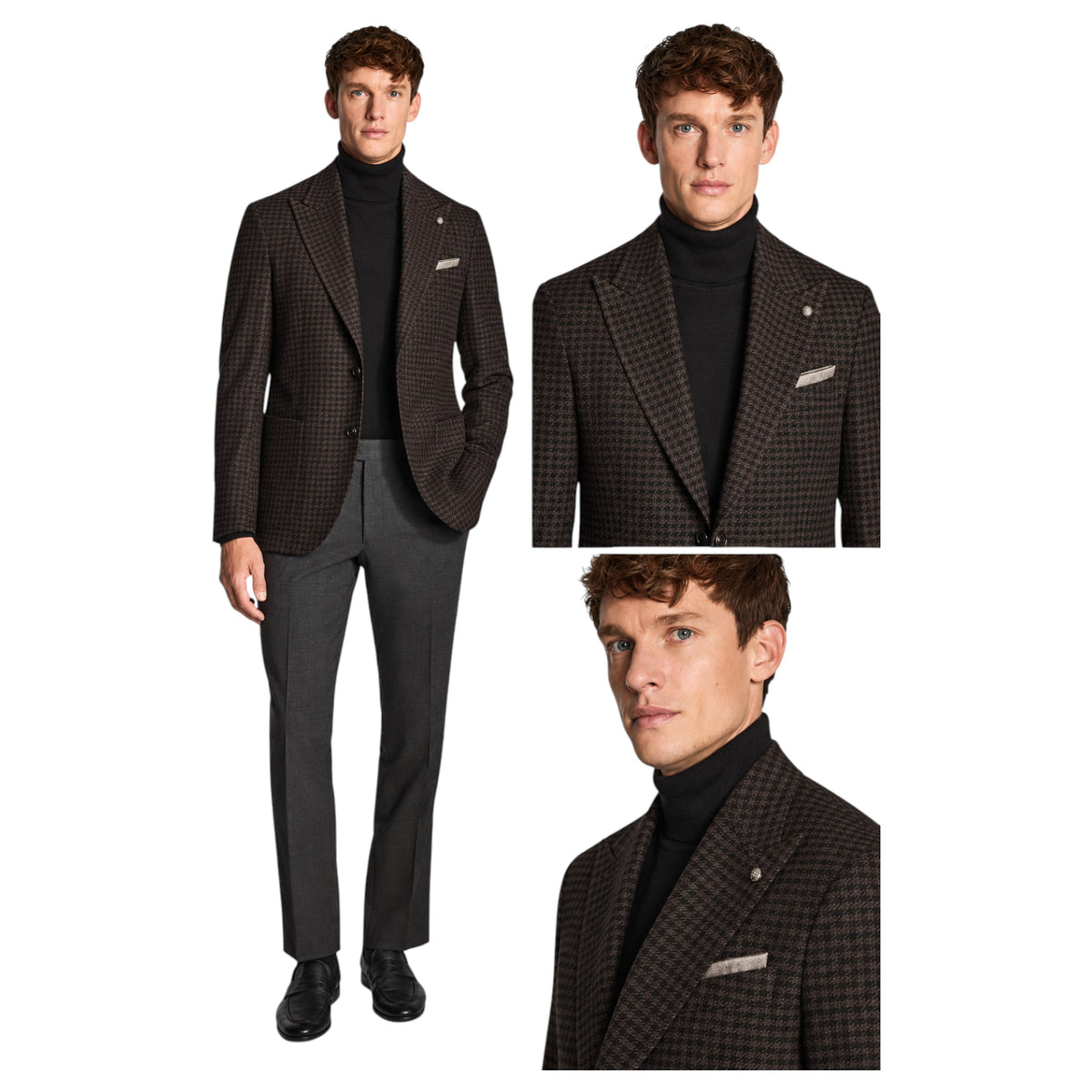 Jack Victor Brown Houndstooth Wool Stretch Blazer – Hamilton