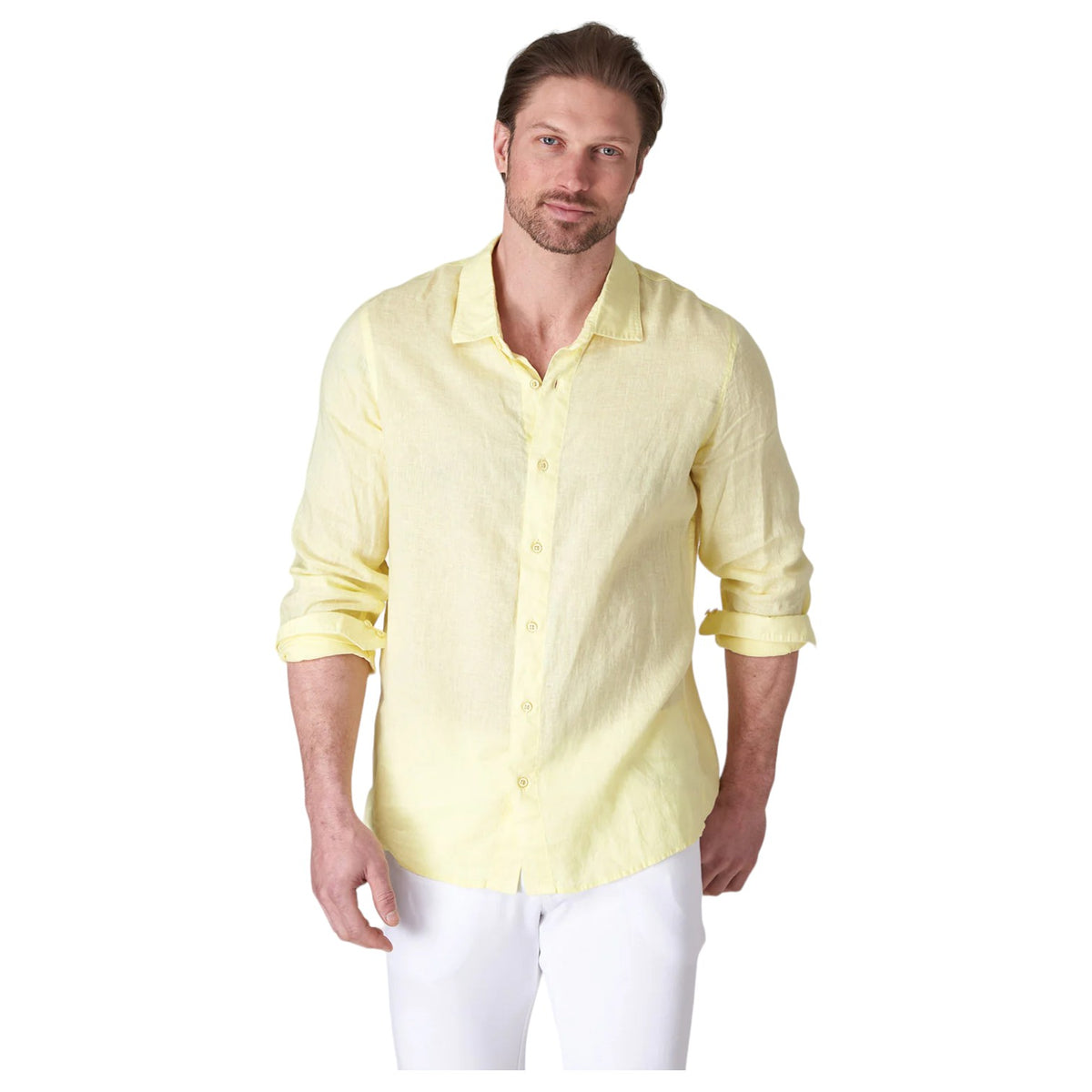 Raffi Linen Shirt In Yellow  QP12800 Lemon
