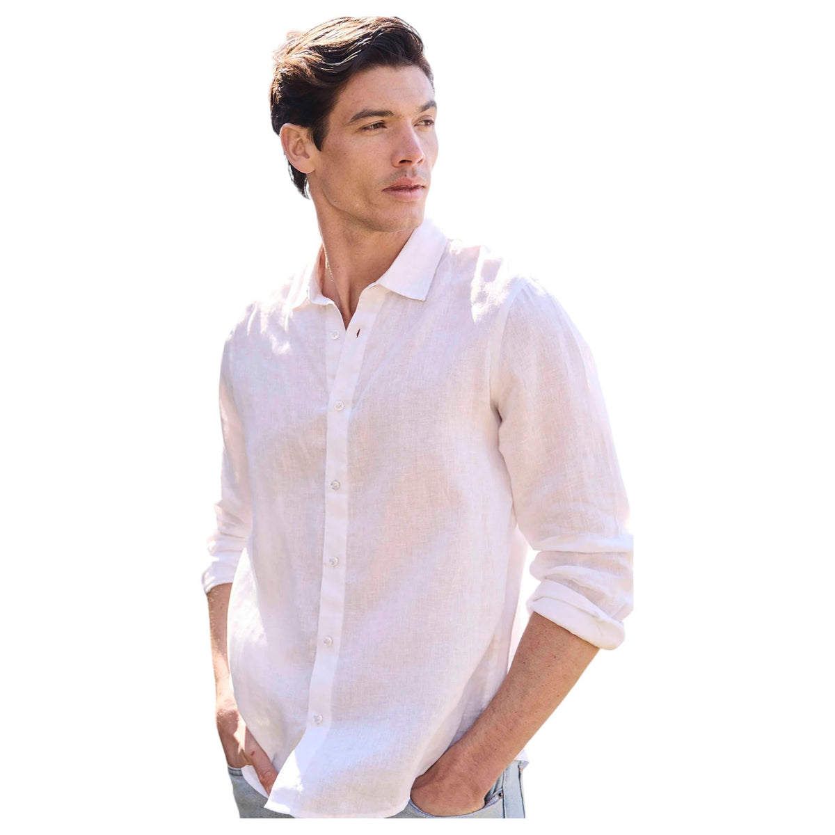 Raffi Linen Shirt In White QP12800 White