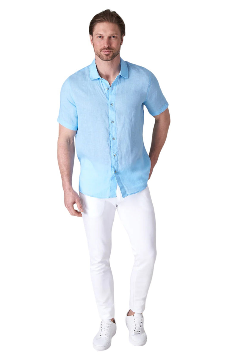 Raffi Bryce Linen Short-Sleeve Shirt  QP22800 ATLANTIC