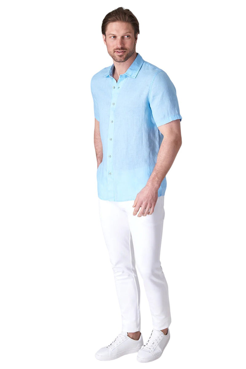 Raffi Bryce Linen Short-Sleeve Shirt  QP22800 ATLANTIC