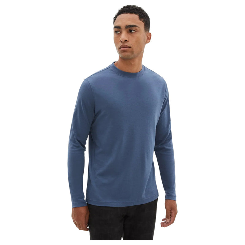 Robert Barakett Geogia High Crew Long Sleeve Tee In Metallic Blue  RB82247 Metallic