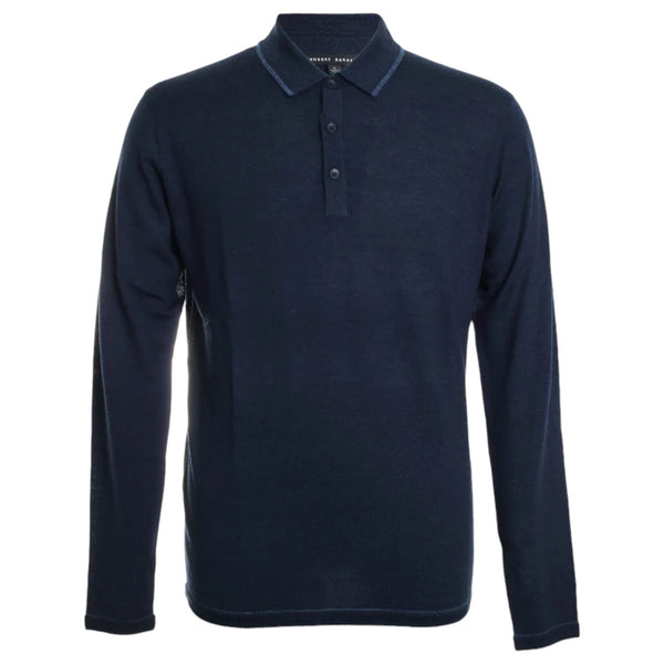 Robert Barakett Long-Sleeve Polo In Navy  RB41550 Navy