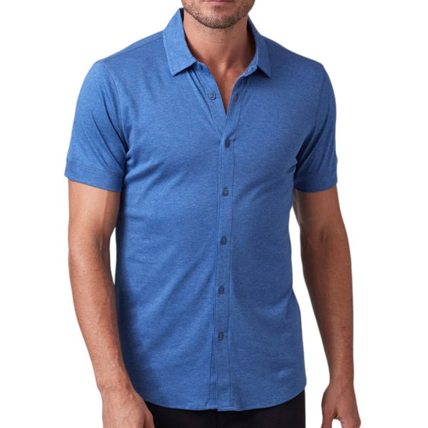 Raffi Linden Button-Down Short Sleeve Shirt  RW22210 POOL