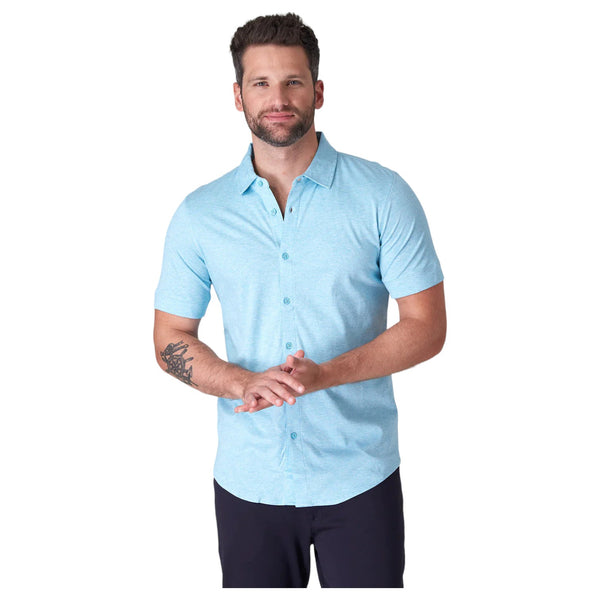 Raffi Short Sleeve Shirt In Aqua Color  RW22210 Aqua