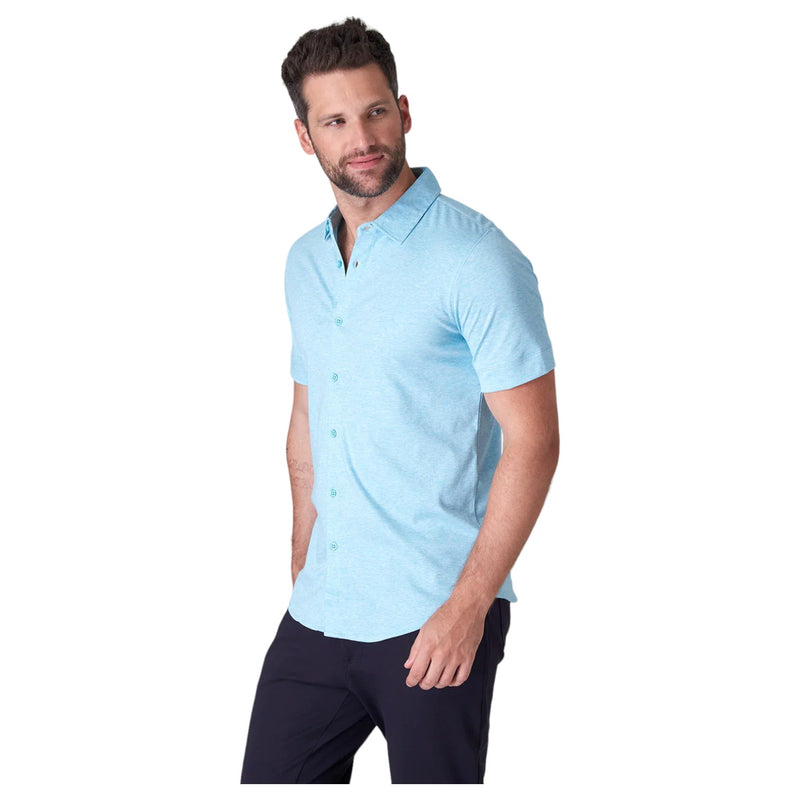 Raffi Short Sleeve Shirt In Aqua Color  RW22210 Aqua